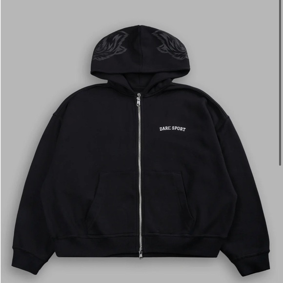 Darc Sport Black Zip Up Sweater NNER WOLF VEX DOUBLE ZIP HOODIE IN BLACK